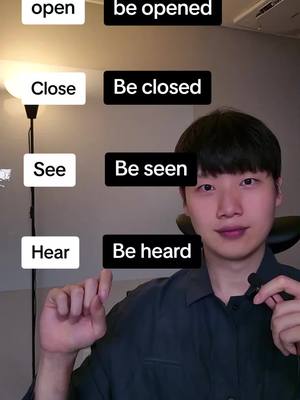 A post by @hun.korean on TikTok caption: Active and passive voice in Korean