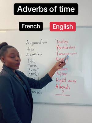 A post by @miss_lingua on TikTok caption: Useful daily adverbes of time Aujourd’hui Hier Demain Tôt Tard… #frenchlanguage #frenchwithwendy #LearnOnTikTok #apprendre #anglaisvsfrancais #bilingual #apprendresurtiktok #learnfrench #learnenglish #englishlanguage 