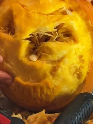 A post by @bridgert on TikTok caption: Pumpkin carving went hard this year #funny #halloween 