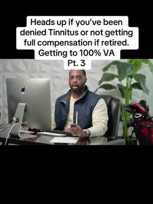 A post by @veteranswin100 on TikTok caption: Tap in and view the strategy to winning a tinnitus claim. Also for retirees, I explain the importance of concurrent receipt and how tinnitus can be super effective in getting to 100%. #veterans #fyp #va #disability #army #airforce #navy #marines #coastguard #miltok #tinnitus 