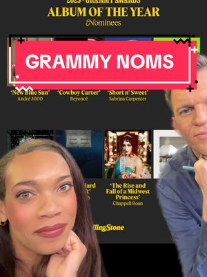 A post by @tyrahmajors on TikTok caption: #greenscreen Grammy noms are in! What are your thoughts on this category?  #grammys #AOTY #cowboycarter #chappelroan #brat #grammys2025 