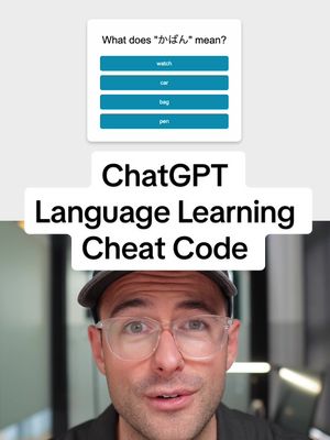 A post by @chatgpt on TikTok caption: This is literally the cheat code for learning languages | @Adam Stewart | Marketing & AI Creator Takeover