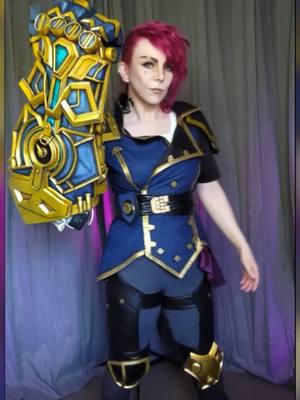 A post by @misstwisteddd on TikTok caption: I made those gauntlets in 2 weeks, 2!!! I have a YT video up if you want to check out more on how I made them! #arcane #vi #vicosplay 