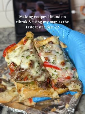 A post by @culinarychemistry on TikTok caption: Garlic bread cheese steaks 😋 detailed recipe will be available this week🌯 ⛓️‍💥 in b/o #garlicbread #cheesesteak #phillycheesesteak #DinnerIdeas #easydinner #easydinnerideas #quickdinnerideas 