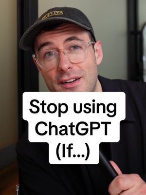 A post by @chatgpt on TikTok caption: 5 reasons why you absolutely should NOT use ChatGPT… unless of course you want fast, organized, helpful, etc etc. 😂 | @Adam Stewart | Marketing & AI Creator Takeover