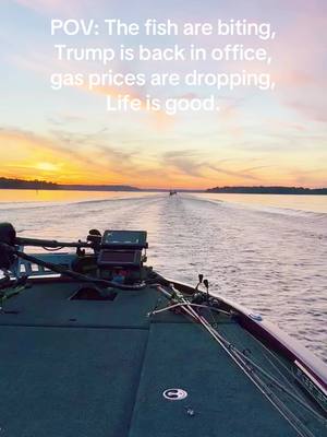 A post by @adubfishing on TikTok caption: Life is good. #fishing #outdoors #boat #sunset #lifeisgood #living #happy 