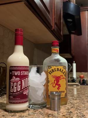 A post by @justhike on TikTok caption: Tis the season….#fireball #eggnog 