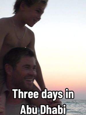 A post by @chrishemsworth on TikTok caption: No shortage of activities!! Full video of our amazing trip #inabudhabi is up now on YouTube