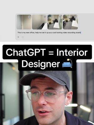 A post by @chatgpt on TikTok caption: ChatGPT as my personal office interior designer. | @Adam Stewart | Marketing & AI Creator Takeover