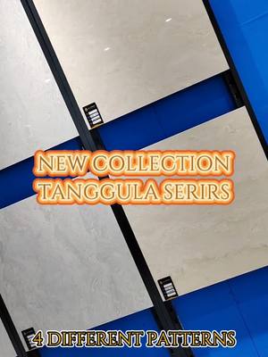 A post by @ on TikTok caption: New arrivals!! TANGGULA SERIES.  We have glossy & Soft gloss two options for you.  And sizes we have 600x600mm and 800x800mm.  #tiles #walltiles #design #floortiles 