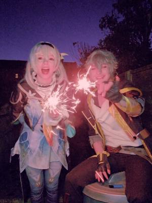 A post by @kushikuto.cos on TikTok caption: missing Penacony already @cj_cosplays @HonkaiStarRail_Official #caelus #firefly #HonkaiStarRail #HSR #Honkai #caelushonkai #fireflyhonkai 