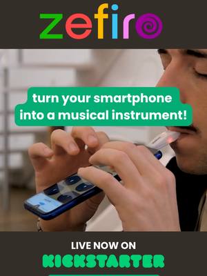 A post by @artinoise on TikTok caption: #Zefiro, turn your smartphone into a musical instrument! Now live on #kickstarter! #crowdfundingcampaign#gadgets #musical instruments #musicgadgets #breathcontrollers #art#ARTinoise