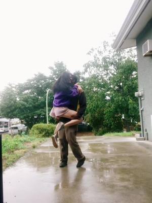 A post by @kyla1526 on TikTok caption: dancing in the rain 🌧💗🍾#Relationship#couple#lover#loml#soulmate#tbt#bestfriend#foryoupage#fyp#engaged