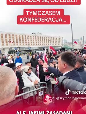 A post by @ewazajaczkowska.official on TikTok caption: Szymon Hołownia odgradza się od ludzi! Tymczasem Konfederacja… #marszniepodległości #świętoniepodległości #szymonhołownia #ewazajączkowskahernik #konfederacja #polska #patriota 