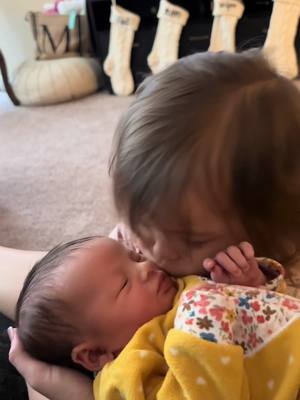 A post by @nevaehmattingly on TikTok caption: sister love #MomsofTikTok #fyp #babygirl #momoftwo #girlmom #toddlermom 