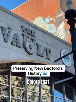 A post by @newbedfordguide on TikTok caption: South Coast & Associates repurposed material from an old New Bedford Mill to build the bar at “The Vault” in downtown New Bedford! 🐳🙌🏼