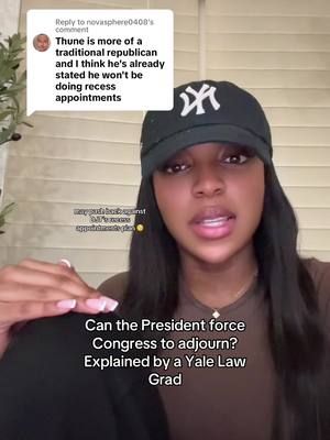 A post by @dariarosereal on TikTok caption: Replying to @novasphere0408 he doesn’t need rhe Senate to agree to his recess appointments plan he can do it himself #greenscreen #recessappointment #constitution 