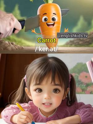 A post by @englishkids.tv on TikTok caption: Learn English - Vegetables and Fruits