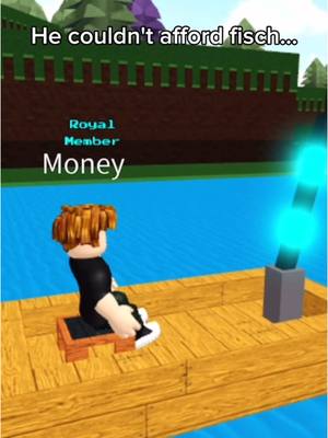 A post by @dudecalledmoney on TikTok caption: fisch is too expensive for him to buy 😭🙏 #roblox #fisch #fyp 