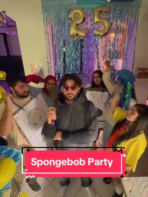 A post by @aynaxo on TikTok caption: Spongebob Party 🎉 #desi #paki #spongebob #lahore #25 #fypシ #bikinibottom #fyp #viral #urdu #spongebobsquarepants #besties 