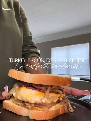 A post by @cookingwithciah on TikTok caption: i barely make breakfast but when i do😮‍💨 turkey bacon egg and cheese sammich.  #cookingwithciah#fyp#cooking#foodnearme#cookwithme#foodideas#breakfastideas#pittsburghchef#pittsburghfood#breakfastrecipes  