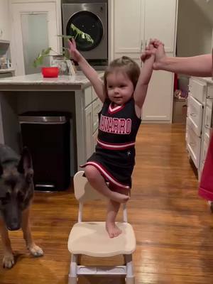 A post by @mateomoments on TikTok caption: Baby girl wanted to be a Navarro girl last night! 🥹🫶🏼 #navarro #cheer #cheerleading #babygirl #cheerleader 