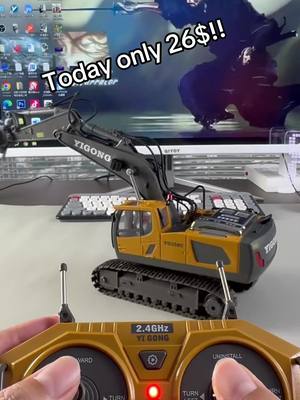 A post by @avastarling93 on TikTok caption: #remotecontrolexcavator #rcexcavator #besttoysforkids #toysforkids 