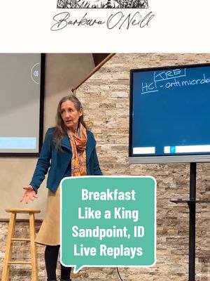 A post by @barbaraoneil_official on TikTok caption: Barbara O'Neill explaining Breakfast like a King, Lunch like a Queen, Supper like a Pauper to help regulate hydrochloric acid. #barbaraoneill #barbarasays #barbaraoneilllecture #simpleremedies  #barbaraoneilldaughter  #naturalremedies  #healthyeating #health #LIVEhighlights #TikTokLIVE #LIVE 