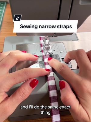 A post by @jesssica_shaw on TikTok caption: How to sew PERFECT narrow straps or belt loops every time 🪡🙂 #sew #sewingtiktok #sewingtutorial #sewingforyoupage 