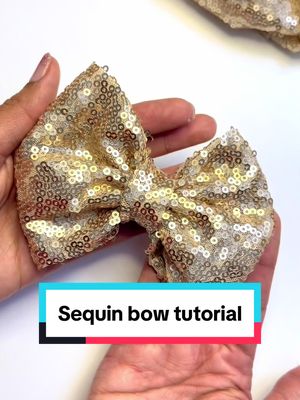 A post by @monicacraftsitall on TikTok caption: Who doesn't love sparkling bows? Sequin bow tutorial #hairbowtutorial #hairbowdiy #bowtutorial #moño #sequinbow #lentejuelas 