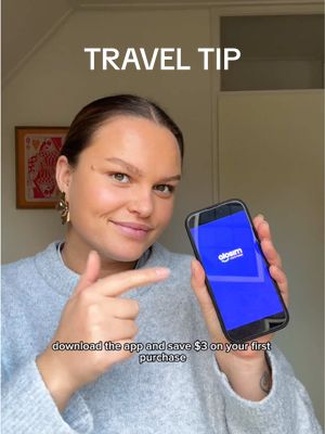 A post by @evamldr on TikTok caption: Thanks to @aloSIM | eSIM data plans I can stay online on all of my trips! Use code "EVAMLDR" at checkout for $3 off! #traveltip #alosim #discount #esim