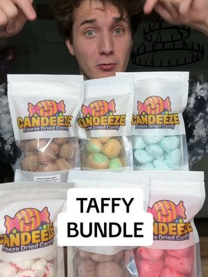 A post by @candeezeco on TikTok caption: If you like crispy crunchy taffy… you’ll LOVE this bundle 🤤 it has SO much flavor! #TikTokShop #taffy #freezedried #candy 