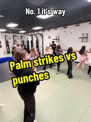 A post by @pandaskarate on TikTok caption: 🥋 Why Palm Strikes > Punches for Self-Defense! 💪 Teaching these amazing Girl Scouts how to stay safe! 💖👊 Here’s why palm strikes are a game-changer:   1️⃣ Safety: Less risk of hurting your own hand.   2️⃣ Versatility: Works in close range or from a distance.   3️⃣ User-Friendly: Easier to learn and use effectively.   Tag a friend who needs to know this! 🔥   #SelfDefenseTips #MartialArtsForEveryone #SelfDefenseForWomen #KarateTips #MartialArtsInstructor #cobrakai 