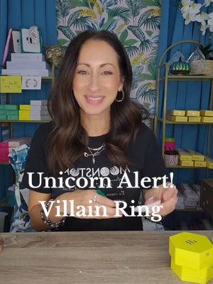 A post by @fizznbling_v on TikTok caption: Unicorn Alert! Reign Villan Unicorn Ring! #unicorn #villain #ring #emerald @Bomb Party Official 