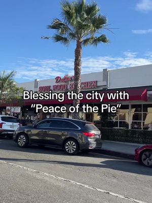 A post by @ishellee on TikTok caption: Happy almost #Thanksgiving #LA!!! Peace of the Pie is an outreach organization dedicated to spreading peace, love, and yummy meals to those in need. God thank you for this vision and making it possible.  . . . We were able to feed over 50 people today living on the streets of #Skidrow #dtla… in under 15mins we were all out of food. Thank you so much for all of your donations to help make this happen. Special thanks to LA’s own #dulanssoulfoodkitchen for the mac n cheese and @prissella james for our pies!!!! #thanksgiving #Love #peace 