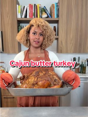 A post by @themoodyfoody on TikTok caption: My viral cajun butter turkey is the truth! The reviews speak for themselves. Ive been making this for you guys for YEARS!! The butter + the cheesecloth method combined with dry brining? Picasso! This recipe is FOOL proof!  ▢ 1 12-15lb Turkey Preferably fresh. About 1 lb per person! ▢ 2 Yellow Onions Chopped Large ▢ 3 large Carrots ▢ 2 lemons ▢ 4 Celery Stalks ▢ 16 oz Chicken broth or Turkey Stock If your local butcher has turkey stock, pick it up! ▢ 4 oz White cooking wine any dry wine (I use chardonnay) For the Cajun Compound Butter ▢ 2 lbs Unsalted Butter room temperature ▢ 1 tbsps Fresh Rosemary chopped fine ▢ 1 tbsps Fresh Oregano chopped fine ▢ 1 tbsps Fresh Thyme chopped fine ▢ 1 tbsps Fresh Sage chopped fine ▢ 1 tbsp Cajun seasoning ▢ 1 tbsp Smoked Paprika ▢ 1 tbsp Fresh Lemon Juice ▢ 1 tsp pepper ▢ salt to taste remember, you've already dry brined your turkey so use your best judgement regarding salt! TASTE! For the Dry Brine ▢ Kosher Salt 1 tbsp for every 5 lb of Turkey