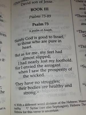 A post by @russellmast on TikTok caption: Psalm 73 starts with frustration, confusion, and jealousy at the suffering that occurs in this life. However, psalm 73 ends with the Psalmist declaring that there is nothing in this world that He desires but the LORD. This psalm demonstrates the shift that we have when we enter into the LORD's presence and go from having a worldly perspective to having an eternal perspective that reflects the LORD's perspective. Having an eternal perspective entails focusing more on eternal life and our walk with Jesus over whatever happens in this fleeting temporary life. In simple terms, it means caring about eternal life over this temporary life on Earth. The Bible doesn't shy away from the fact that there is suffering in this life in earth, from physical suffering to mental suffering and confusion. Wicked people will become rich and will appear to prosper in this life and there will be comparitably rightous people who will suffer. Just look at how the apostles were executed. However, that is not our end state. The Holy Spirit gradually helps us overlook this present life and fix our eyes onto eternal life. He helps us desire more eternal matters (like a relationship with Jesus and reading God's word) over worldly matters. The more I age and grow, the more I realize that there indeed is nothing more important than following Jesus. #jesusisking #christian #christiantiktok #jesusisking 