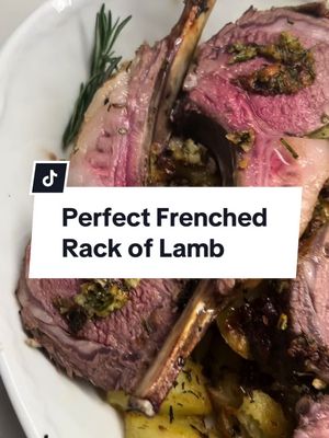 A post by @vivaciousgourmet on TikTok caption: How to make the perfect Frenched Rack of Lamb with @wildforkcanada – a true showstopper for dinner! Chef’s kiss 😘✨ Steps to Perfect Lamb: 1️⃣ Prep the Lamb: Start with a beautiful Frenched Rack of Lamb from @wildforkcanada . Pat it dry with paper towels and season generously with salt, pepper. 2️⃣ Sear: Heat a cast-iron skillet with olive oil over medium-high heat. Sear the rack for 2-3 minutes per side until it’s beautifully golden brown. 3️⃣ Make the Crust: For extra flavour, mix minced garlic, fresh parsley, rosemary, olive oil & salt. Brush the lamb with the mix and press the mixture onto the meaty side. 4️⃣ Roast: Transfer to a preheated oven at 375°F (190°C). Roast for 20-25 minutes for medium-rare or until it reaches your desired doneness (use a meat thermometer to check for 125°F/52°C for medium-rare). 5️⃣ Rest: Let the lamb rest for 10 minutes before slicing to keep it juicy and tender. 6️⃣ Serve & Impress: Slice between the bones into beautiful chops, plate with roasted potatoes, and enjoy this stunning dish! Wild Fork Canada delivers the finest meats like this Frenched Rack of Lamb, making gourmet cooking at home so easy. Check them out at www.wildfork.ca! #WildForkCanada #RackOfLamb #FrenchedRackOfLamb #DinnerInspo #LambRecipes #ChefLife #GourmetMealsAtHome #VivaciousGourmet #HolidayEntertaining #HolidayMealIdeas