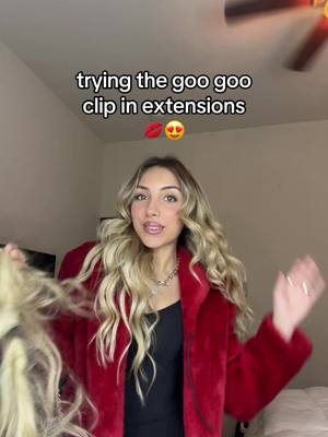 A post by @naliuh on TikTok caption: trying the GooGoo Hair Extensions!! 💋❤️ @googoohair_official #hair #extensions #blonde #hairtok #googoohair #foryoupage #fyp #thanksgivingeve 