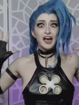 A post by @sugarvail on TikTok caption: JINX heavily inspired by @ksenkanesesh2.0  Her transitions go SO HARD and I wanted to try for myself!!! #cosplay #jinxcosplay #jinx #arcanecosplay #arcane #cosplayer