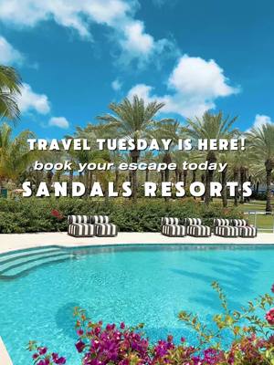 A post by @jetset_anna on TikTok caption: 🌴𝚊𝚍 Travel Tuesday just got better at @SandalsResorts ⬇️ Dreaming of white sandy beaches and endless luxury? This is your moment! 💕  ✨ Save up to 65% on your next Sandals Resorts getaway  ✨ Enjoy up to $1,500 in booking credit  ✨ PLUS, snag a free night in select suites  📅 Book by December 3, 2024, and travel through December 3, 2025, to lock in these unbeatable savings.  🌟 For every Travel Tuesday booking, $15 will go directly to supporting Caribbean communities through the Sandals Foundation.  Click the link https://www.sandals.com/?utm_source=organic&utm_medium=social&utm_campaign=jetset_anna to unlock this exclusive offer and start planning your dream getaway today! Tag your favorite travel buddy you’d love to escape to @SandalsResorts with 💙 #TravelTuesd#TravelTuesdaysorts @Sandals Resorts 