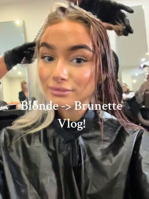 A post by @meghanmorrison8 on TikTok caption: Done by my absolute fave @Fiona Rennie !!! In love tysm ❤️❤️ Enjoy 5 mins of me being so overdramatic 🤭#hair #blondetobrunette #Vlog #hairday #fyp #foryou