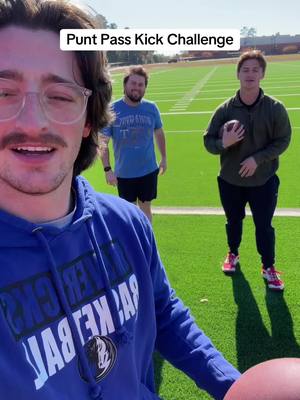 A post by @david_randall on TikTok caption: Trying the punt pass kick challenge again today… somebody give us kicking lessons. #puntpasskick #challenge #football 