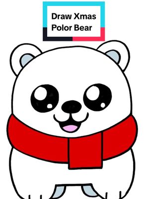 A post by @drawingwithlines on TikTok caption: How to draw a Christmas Polor Bear - #stepbystepdrawing #howtodraw #drawingtutorial #draw #drawingtutorial #drawingwithlines #christmas #polorbear #christmasbear 