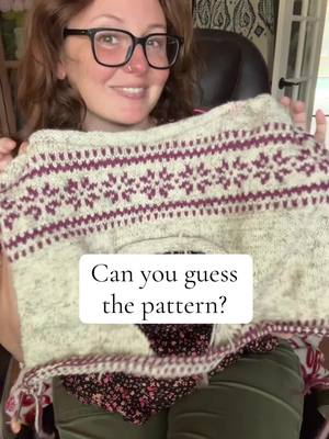 A post by @crochetedbean on TikTok caption: New wip! #knit #knittok #knitting #knitcolorwork #knitsweater #knittops 