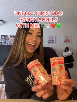 A post by @itsregine on TikTok caption: YAYYYY i love my new christmas dinner sonny angels🎅🏻🎄💚❤️🥹 #sonnyangels #christmasdinnerseries #unboxing 