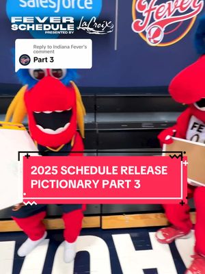 A post by @indianafever on TikTok caption: Replying to @Indiana Fever mascot pictionary: schedule release edition @LaCroix Sparkling Water #WNBA #wbb #indiana #indianafever #schedule #mascot #game 