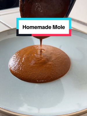 A post by @oscarins_kitchen on TikTok caption: This is my take on how I make my homemade mole. It’s pretty easy and delicious. Let me know what you think in the comments and would you try this at home….  Ingredients:  5 - Chili Pasilla 6 - Chili Guajillos 6 - Chili California 4 - Chili de Árbol  4 - large Tomatoes 1 - Onion 1 - Garlic Head 6 - Bay Leaves 5 cups - Chicken Stock 3 tbsp - Chicken Tomato Bouillon In a large pot, bring to a boil and simmer for 50min.  1/2 cup - Almonds 2 - Cinnamon stick 2tbsp - Sesame Seeds 2tbsp - Oregano 2 tsp - Cumin Seeds 8 - Allspice Seeds 8 - Cloves 2 cups - Chicken Stock  In a small pot, toast dry ingredients. Then and chicken stock, simmer, cover with a lid and reduce liquid by half. I recommend using a @Vitamix to get the best blend possible. Depending on your blender, I  blended everything in 2 batches.  1/2 - Chocolate de Abuelita  In a large pot add 2 tbsp olive oil. Add the mole sauce and bring to a simmer. Add the chocolate de abuelita. Once it’s melted you are done with your sauce and enjoy. Stay tuned for my next video to see how I eat the mole sauce. 