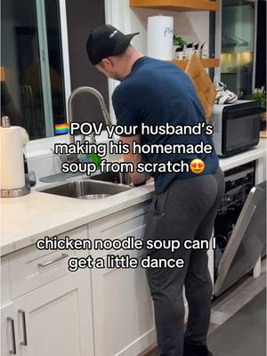 A post by @pkcreedon on TikTok caption: i tried real hard 😂 soup is fire tho. #husband #dinner #homemade #husbandsoftiktok #couple #couplegoals #wholesome #fu #monday #mondaymotivation 