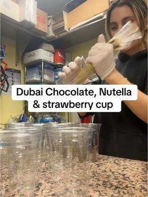 A post by @createwith_katie on TikTok caption: Dubai Chocolate & strawberry cup 😋  #dubaichocolate 